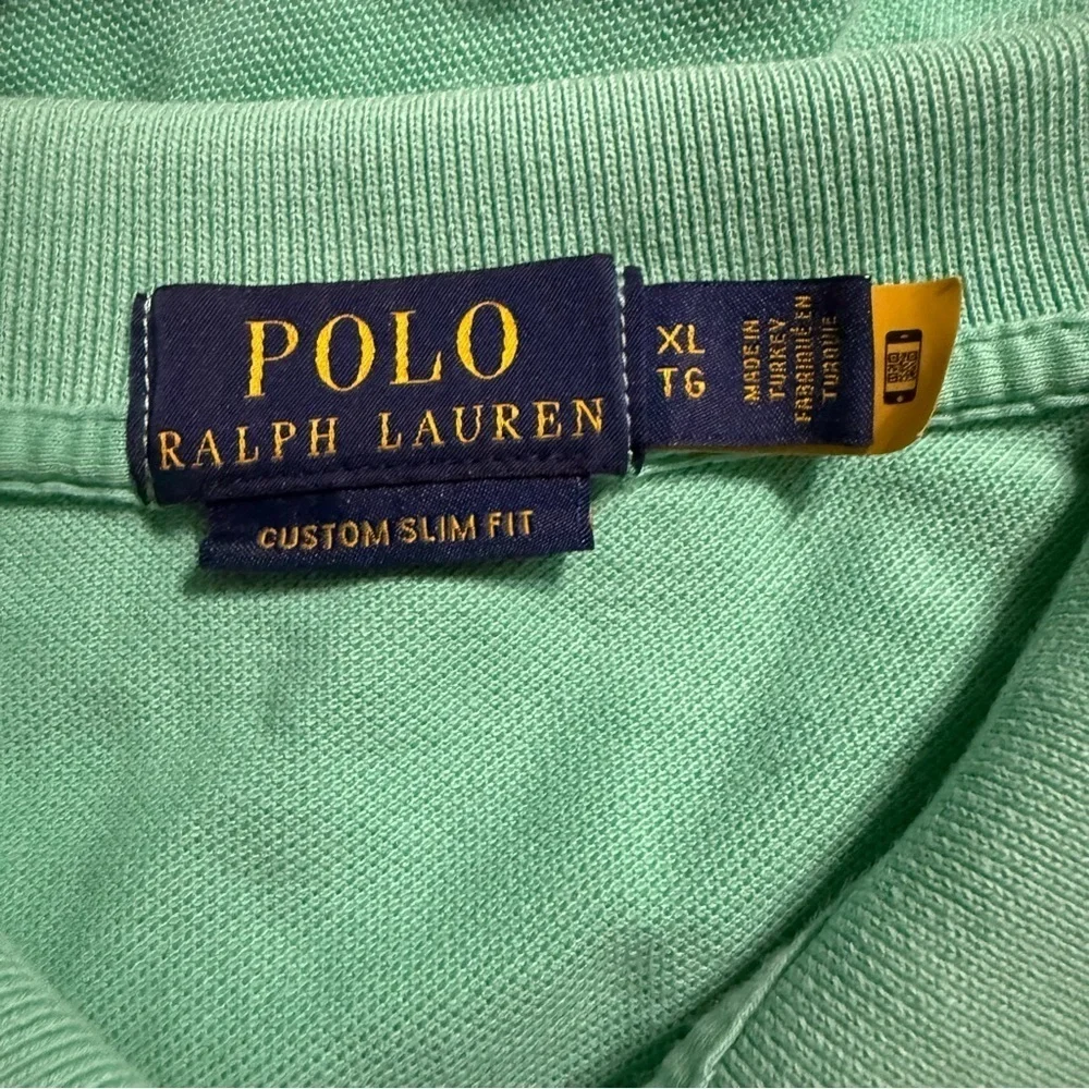 Polo Ralph Lauren Green Purple Pony Cotton Custom Slim Fit Polo Shirt